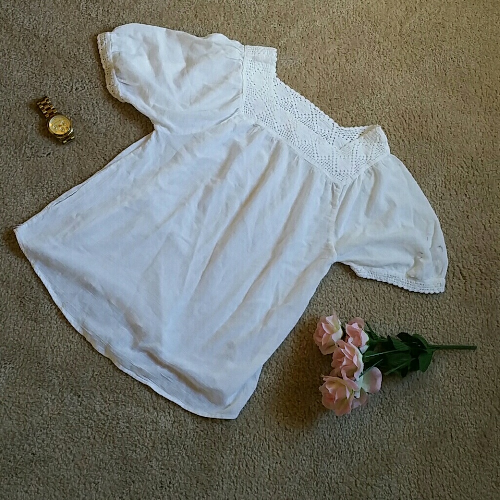 White with Lace Crochet Top